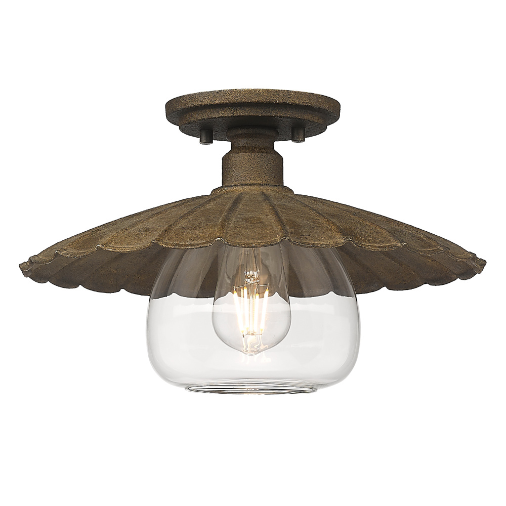 Wry Lighting Clemence 1-light Flush Mount in Dark Rust